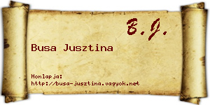 Busa Jusztina névjegykártya